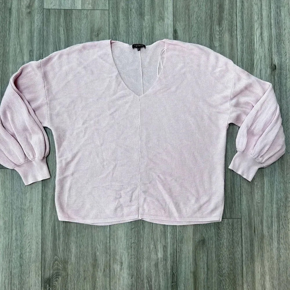 1. State Women's Pink V-Neck‎ Ribbed Balloon Sleeve Pullover Sweater Size XXL - Picture 1 of 6